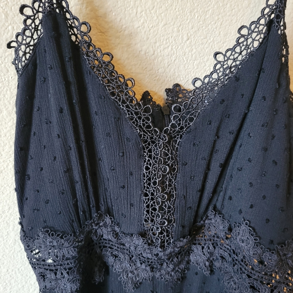 Leeta Black Swiss Dot Lace Wide-Leg Jumpsuit, Medium - Picture 4 of 9